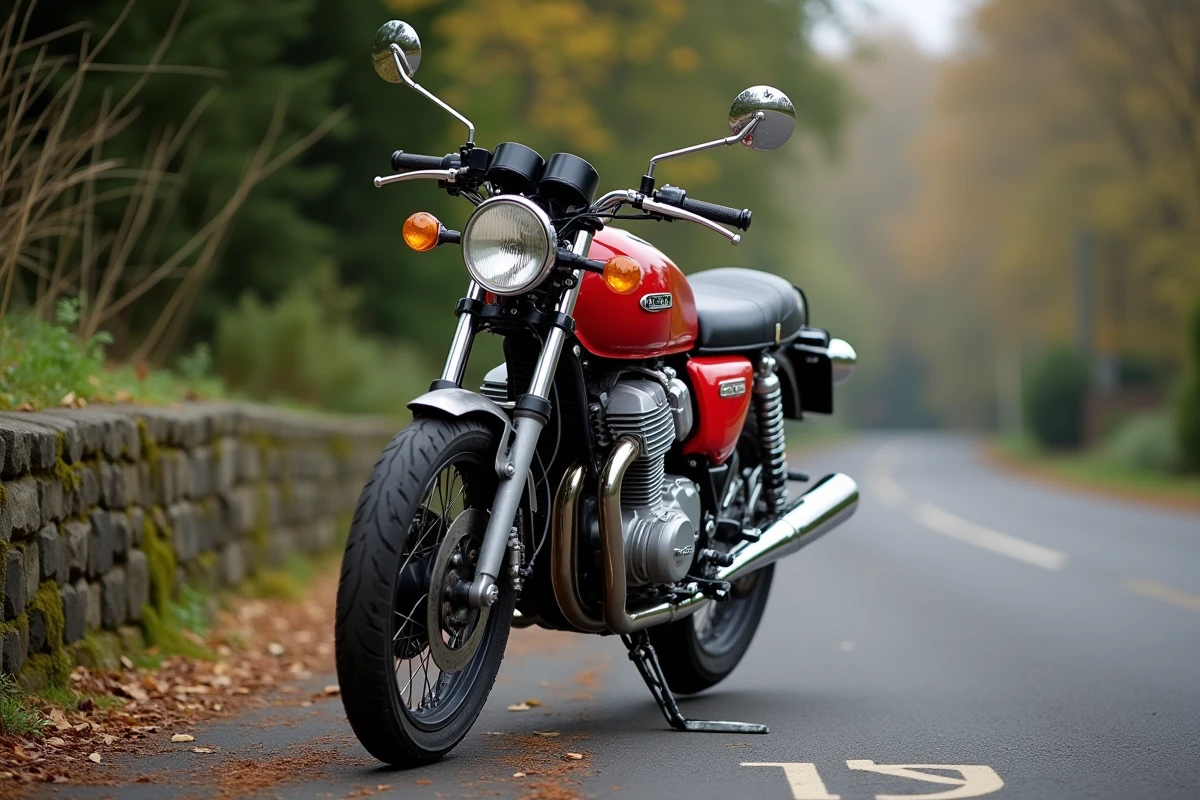 Honda CB500 de 1994 garée sur une rue pavée, montrant sa ligne de moto naked classique avec son bicylindre parallèle et son phare rond caractéristique